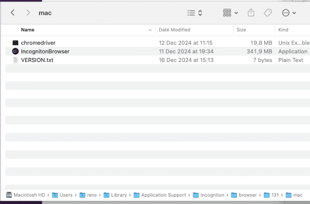 Screenshot of the browser folder on Mac.